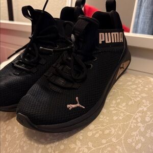 PUMA Black Athletic Shoes with Pink Accents